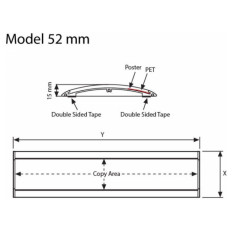 Slika izdelka: Tablice za vrata model 52mm - Velikost napisa je 52x150 mm ravni zaključki