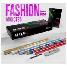 Slika izdelka: Flex Fashion addicted KIT (5×metalic in glitter barve, 30×50cm) +  igla za odstranjevanje folij + barvna karta