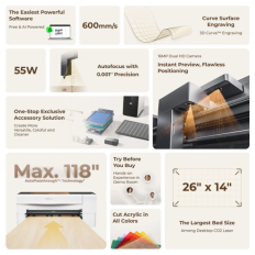 Slika izdelka: xTool P2S 55W Desktop CO2 Laser Cutter